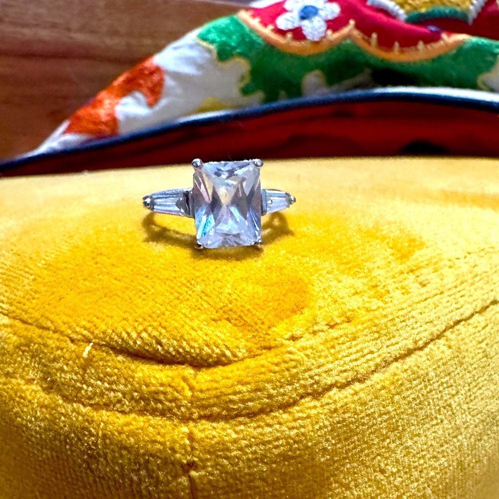 Princess cut STERLING silver ring